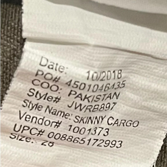 William Rast army green “Skinny Cargo” pants, size 28 - Picture 6 of 6